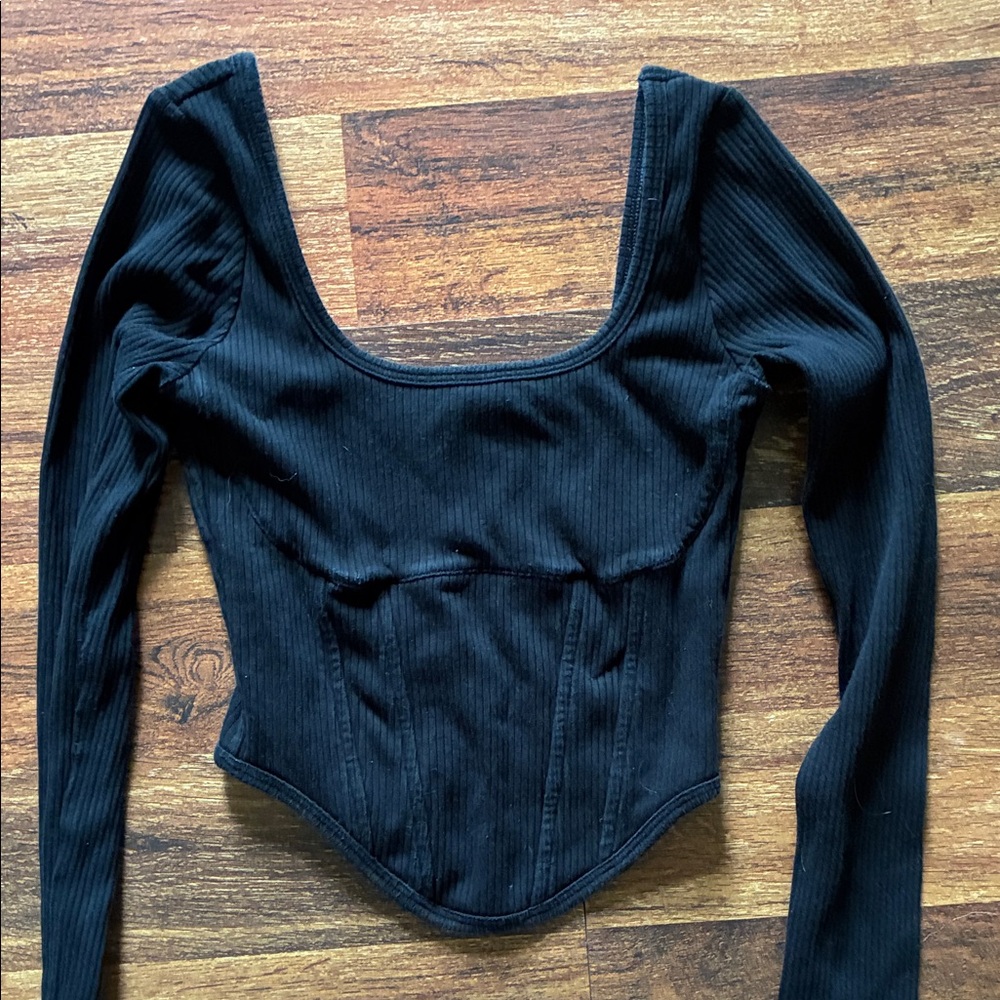 Victoria secret Black Ribbed Long Sleeve Top